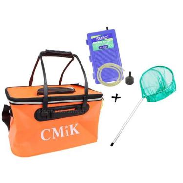 Imagem de Kit Transisca Flexível Para Iscas Vivas + Oxigenador Portátil Air Pump