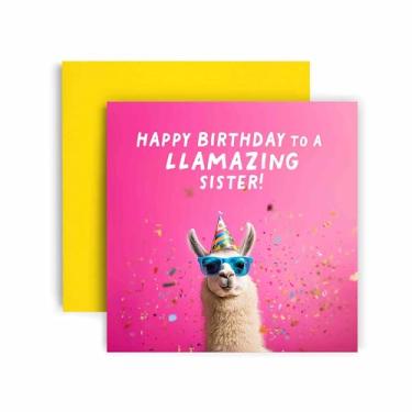 Imagem de Huxters Cartão de feliz aniversário Funny Sister - Llamazing Day Her Day Gift Card for Her Card for Sister - 14,8 cm (Irmã)