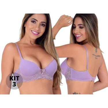 Imagem de Sutia Push Up com bojo kit c/ 3 suta com barbatana e base estrturada r