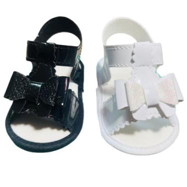 Imagem de Kit 2 Pares Sandálias Laço Para Bebê Menina - Baby's Shoes, Preto, Bra
