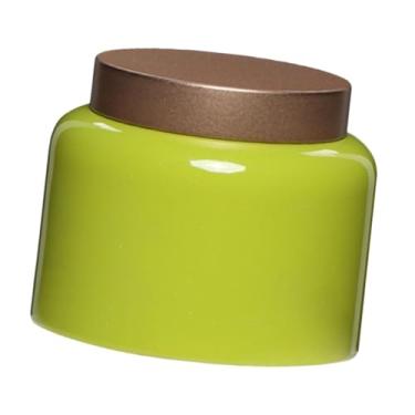 Imagem de Fenteer Jarra de armazenamento de chá solto com capa Decoração de fazenda de ferro redonda pode combater o gatilho de chá de açúcar de café, Verde