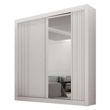 Imagem de Guarda Roupa Solteiro 2 Portas Milano com Espelho Branco  Leifer Móvei