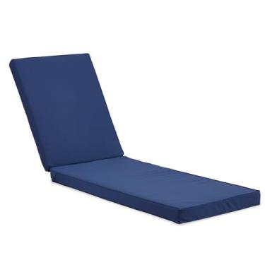 Imagem de Almofadas de espreguiçadeira ao ar livre para cadeiras, almofadas de substituição duplas à prova d'água ao ar livre com 4 laços e 1 alça, almofada de espuma de alta densidade para espreguiçadeiras de