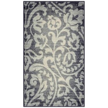 Imagem de Maples Rugs Tapetes florais Exeter – Feito nos EUA – Lavável, Tapete antiderrapante para entrada, hall de entrada, cozinha e banheiro, 51 x 86 cm, cinza