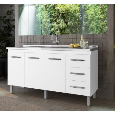 Imagem de Balcão Gabinete Para Pia 160m Emily Sem Tampo - Branco Móblis 