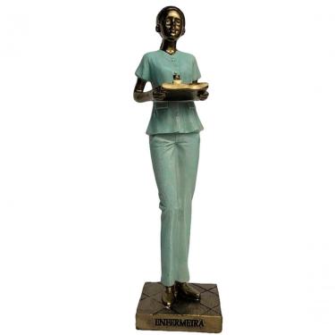 Imagem de Estatueta Decoração Enfermeira Escultura Resina Enfeite 23cm