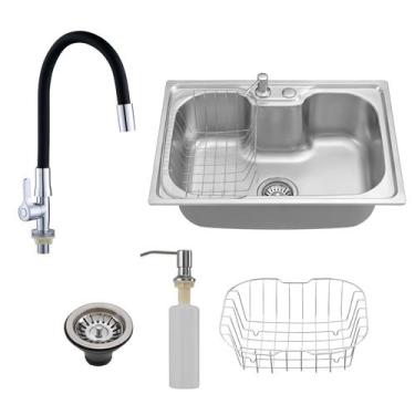 Imagem de Kit Cuba Cozinha Gourmet Inox C/ Torneira Bancada Silicone - Kparts Im