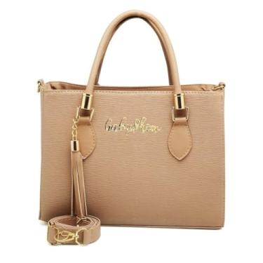 Imagem de Bolsa Feminina Tiracolo Transversal de Couro Sintético Pequena 26cm – Elegante, Casual e Executiva, com Alça Regulável (AMENDOA)