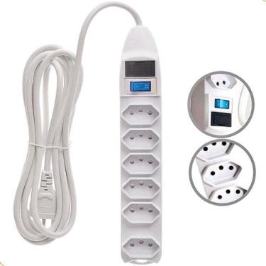 Imagem de Extensão 6 Tomadas Tripolar NBR-14136 127V/220V 1,5m - Pr Variedades