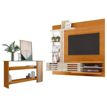 Imagem de Estante Home Theater Suspenso Com Aparador Frizz Supreme Cinamomo Off White