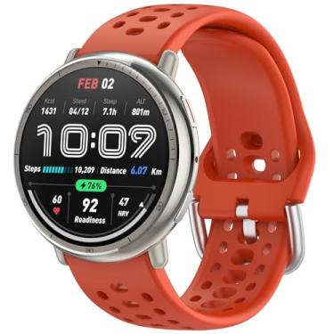 Imagem de Nacorulu Compatível com pulseiras Amazfit Active 2, pulseira de substituição de silicone de 20 mm de largura para smartwatch Amazfit Active/Active 2S/GTS 4 mini/GTR Mini/Bip 3 Pro (vermelho)