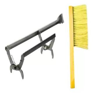 Imagem de Saca Quadros Com Formão Em Inox + Vassoura Apicultura - Benefitbee