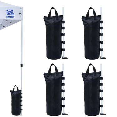 Imagem de FANPAT Pesos de dossel (60 kg), para serviço pesado, sacos de areia à prova d'água 600D para guarda-chuva, jardim ao ar livre, terraço, barraca pop-up, conjunto de 4 (sem areia, preto)