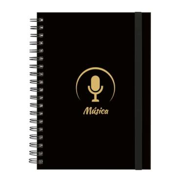 Imagem de Caderno Colegial Plus 1 Matéria Profissões Música (Preto e Gold)