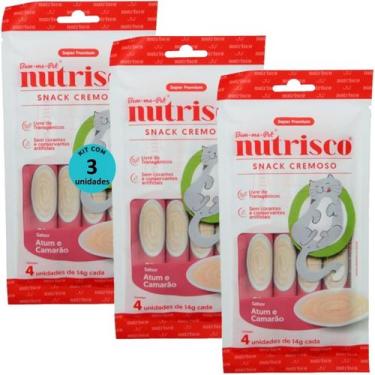 Imagem de Snack cremoso nutrisco gatos 14g atum e camarão com 4 un - kit com 3