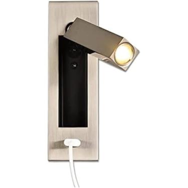 Imagem de Luzes De Parede Dai 5v Usb Lâmpadas De Parede Lâmpadas Para Quarto Cama Iluminação De Leitura Ressessed Alumínio Wandlamp Sarcas Luminárias Luzes De Livro Modernas, Sand Nickel, 3000k