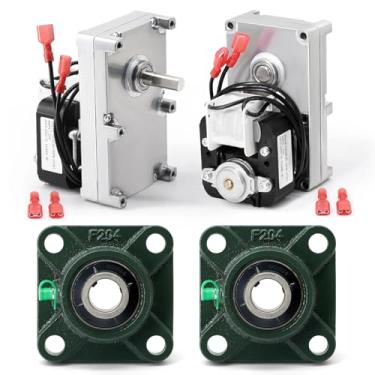 Imagem de Adviace Peças de fogão a pellets para Englander 25-PDVC, 55-SHP10, 25-PDV, PU-047040 motor helicoidal e rolamento de eixo helicoidal PU-UCF204-12 para fogão a pellets Englander, 2 pares