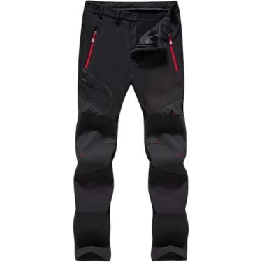 Imagem de Homens Plus Size Inverno Softshell Fleece Calças Ao Ar Livre Trekking Peixe Acampamento Escalada Caminhadas Esqui Quente, Black, 4XL