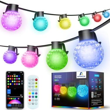 Imagem de PAIFAM Cordão de luzes para ambientes externos 1,5 m, 25 luzes LED reguláveis que mudam de cor com 54 modos de cena, lâmpadas de LED brancas quentes para uso externo, Natal, trabalho com Alexa, Google