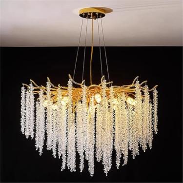 Imagem de Lustres De Cristal Modernos Lustre De Teto De Galho De árvore De Ouro Pingente De Cristal Luminárias Suspensas Lustres De Gota De Chuva De Luxo Para Sala De Estar Sala De Jantar Ilha, Dia80cm
