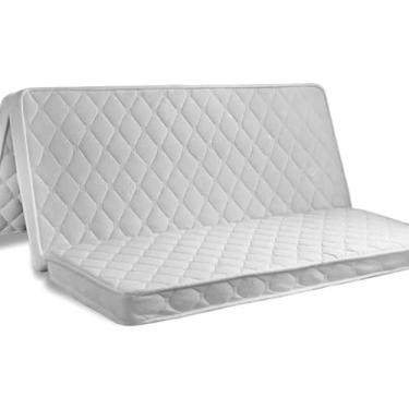 Imagem de Colchão Guanlaoge Tatami Tri-fold Portátil 3e Coconut Palm Colchão Ortopédico Dobrável Futon Colchão Firme Tatami Tapete, White, Double