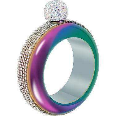 Imagem de Cantil de pulseira de aço inoxidável 304 fofo com tampa de strass, frasco de 100 ml, pulseira para mulheres, meninas, dança, festa, aniversário, clube, suprimentos (colorido)