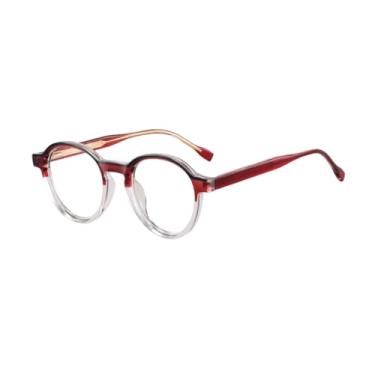 Imagem de Óculos de sol com bloqueio de luz azul, armação redonda masculina e feminina retrô (armação preta transparente)