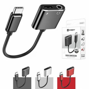 Imagem de Cabo Adaptador Tipo C 2 Em 1 USB Para Fones De Ouvido P2 3.5mm Auxilia