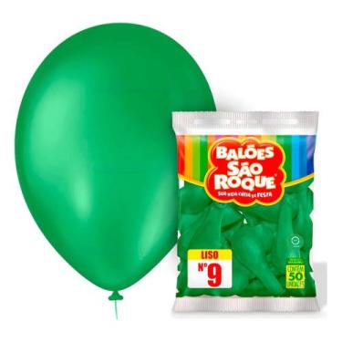 Imagem de Balão Bexiga São Roque Liso 9 Polegadas Redonda C/50 Verde Bandeira 10