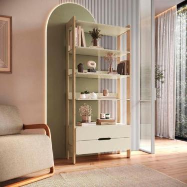 Imagem de Estante Para Livros 100% MDF Com 2 Gavetas e 4 Prateleiras Elvis - FD