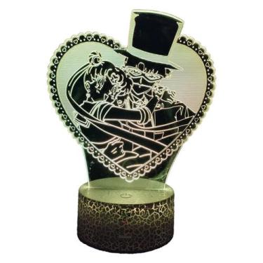 Imagem de Lâmpada 3D Illusion Sailor Moon e máscara de smoking 7 cores LED - Lig