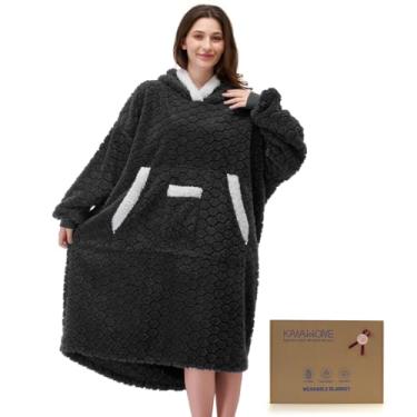 Imagem de KAWAHOME Cobertor com capuz com estampa 3D para mulheres e homens, moletom quente e fofo, presentes de aniversário para mamãe namorada, hexágono - cinza escuro