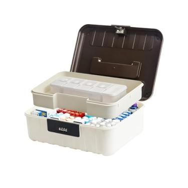 Imagem de Caixa organizadora de primeiros socorros segura para medicamentos, cofre com código de combinação para dinheiro, chave, telefone, lanche, casa, geladeira, escritório, viagem, presentes, marrom