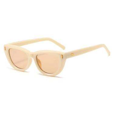 Imagem de HPIRME Óculos de sol femininos com armação oval e armação grossa, estilo retrô, UV400 (MN5752-C6)