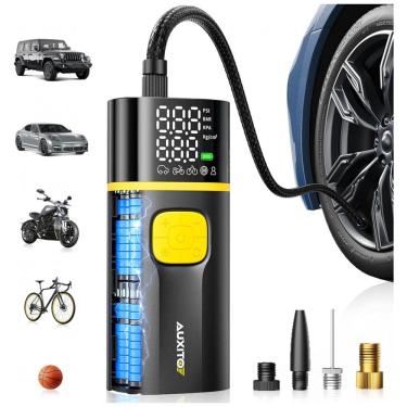 Imagem de Compressor de Ar Portátil AUXITO A502 para Pneus de Carro, Caminhão, Bicicleta e Moto com Medidor Digital de Pressão de Pneus e Luz LED