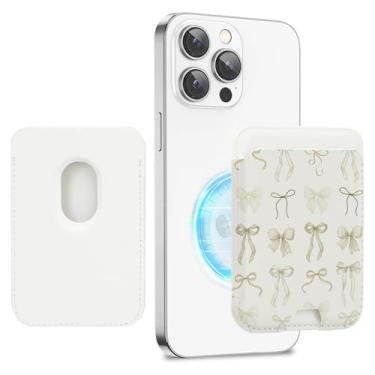 Imagem de Obbii Carteira com suporte magnético para cartões MagSafe, carteira fofa MagSafe compatível com iPhone 17/16/15/14/13/12 Series, porta-cartões para 3 cartões (laço de fita pastel)