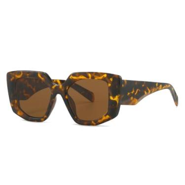 Imagem de Óculos de Sol Femininos de Pernas Largas em Cores Vibrantes com Proteção UV400 e Design Masculino para Esportes ao Ar Livre, Corrida e Ciclismo, Estampa de Leopardo