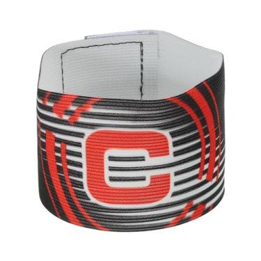 Imagem de Braçadeira de Capitão C de futebol de 30 x 6 cm, pulseira elástica de nylon unissex ajustável para treinamento de times de jovens e adultos, preta