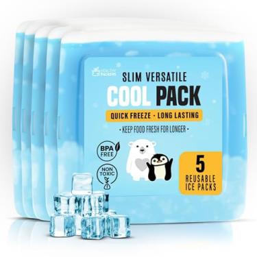 Imagem de Healthy Packers Bolsa de gelo para lancheira – 5 pacotes de gelo – Pacotes de freezer originais finos e duradouros para sua lancheira ou bolsa térmica