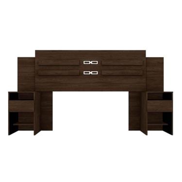 Imagem de Painel Cama Box Madeirado Cor ébano Touch Casal Triunfo 2 Mesas C- 2 Gavetas ébano Touch - Demóbile