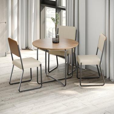 Imagem de Conjunto 4 Cadeiras De Jantar Next Cinza Clr Crr-cr Caramelo Est.preta