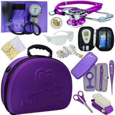 Imagem de Kit Enfermagem Maleta Exclusia Top Estagio Estetoscopio Aparelho De Pr