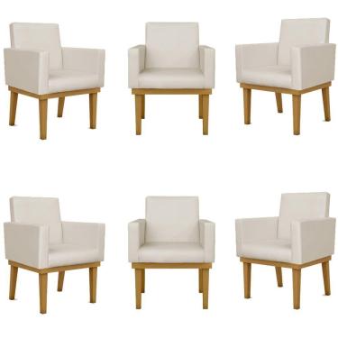 Imagem de Kit 06 Poltronas Reforçadas Escritório Courino Cor bege