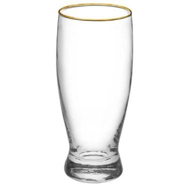 Imagem de Copo Dia A Dia Para Cerveja Em Vidro Com Borda Dourada 320Ml - Dynasty