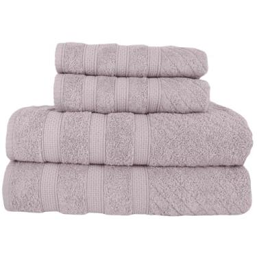 Imagem de Flabom Têxtil, Kit 2 Toalhas de Banho + 2 Toalhas de Rosto Donatella 100% Algodão Variedade de Cores Cor:Bege Latte