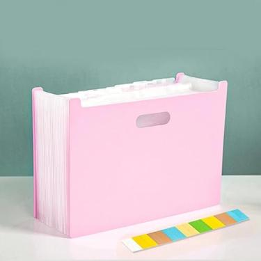 Imagem de Pasta Organizadora A4 com 13 Divisórias - Polipropileno Impermeável, Inclui Etiquetas, Ideal para Documentos(ROSA,13 DIVISÓRIAS)