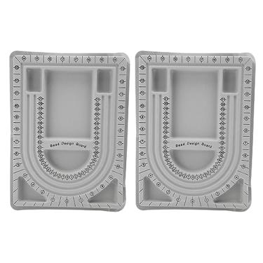 Imagem de Pulseira talão esteira cinza reunido miçangas placa jóias fazendo organizador artesanato entusiastas plástico veludo 33x24 5cm 2 peças