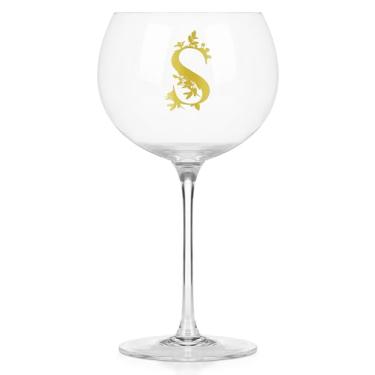 Imagem de Onebttl Taças de vinho personalizadas com haste, presentes de vinho fofos para mulheres, presentes com monograma para amantes de vinho em aniversários de Natal, com letra S