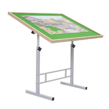 Imagem de BittPicc Mesa de quebra-cabeça de madeira com 1.500 peças, com pernas ajustáveis em altura e angulares, mesas de quebra-cabeça inclináveis para adultos