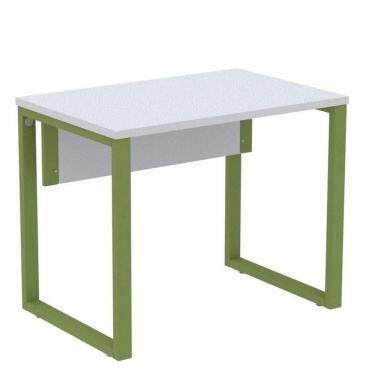 Imagem de Mesa Escritório P25 Tub Pandin 90 Cm (larg) Tampo Mdp Cinza Pé Aço Tubular Verde Mirô